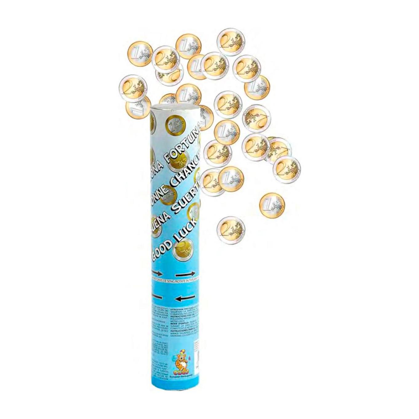 Party Popper Tubo della Fortuna Spara Coriandoli Soldi Monete (30 cm)