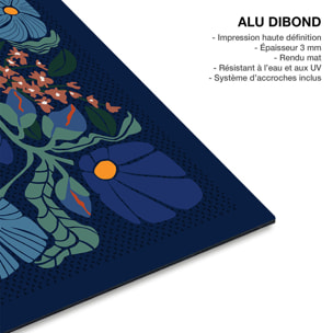 Tableau fleurs Tableau fleurs style klimt bleu nuit Tableau alu Dibond