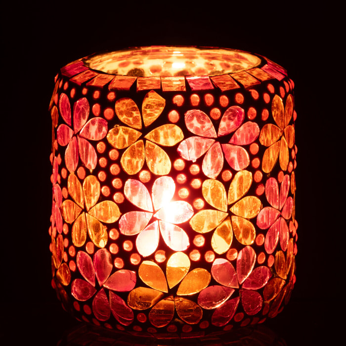 J-Line Chandelier Mosaïque - verre - rose foncé/orange - 2 pièces
