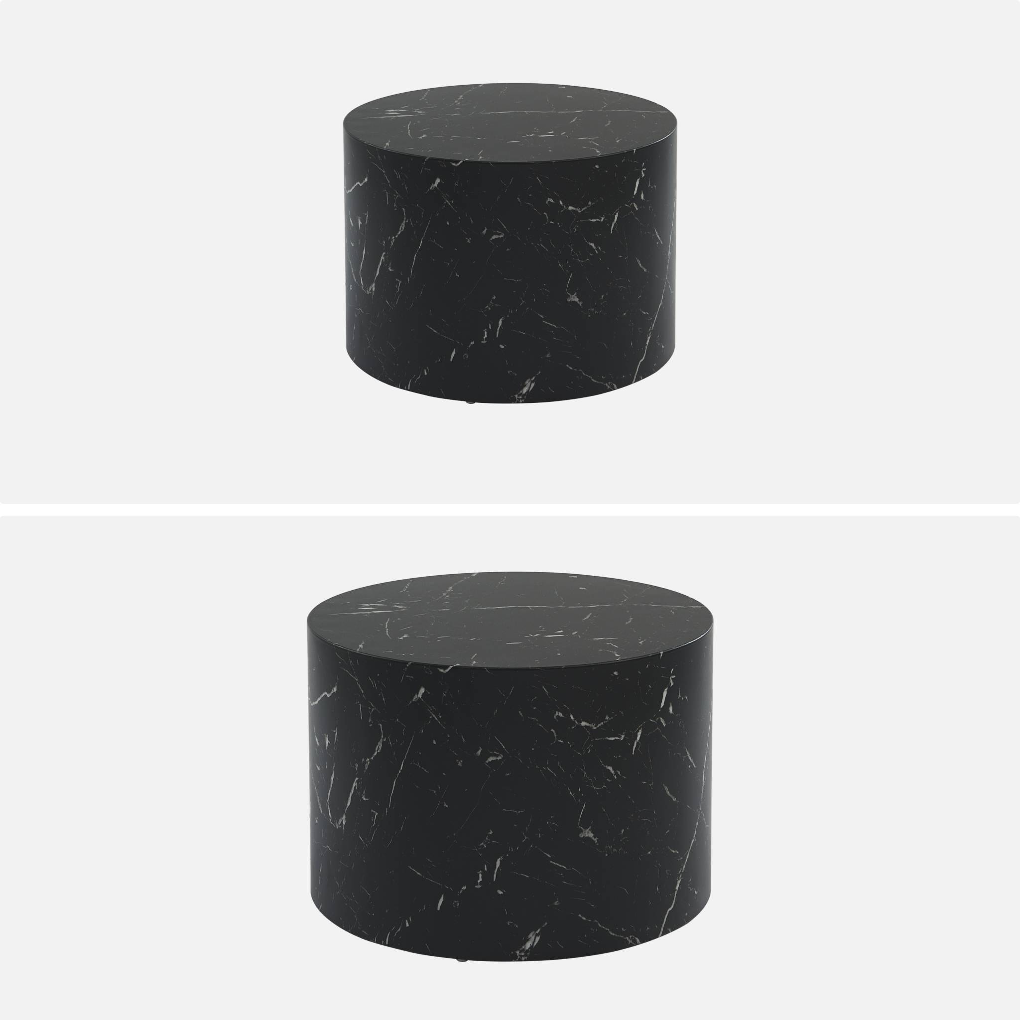 Set de 2 tables basses gigognes rondes effet marbre PAROS