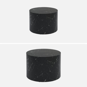 Set de 2 tables basses gigognes rondes effet marbre PAROS