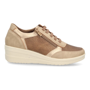 Zapatillas de cuña con cremallera lateral para mujer