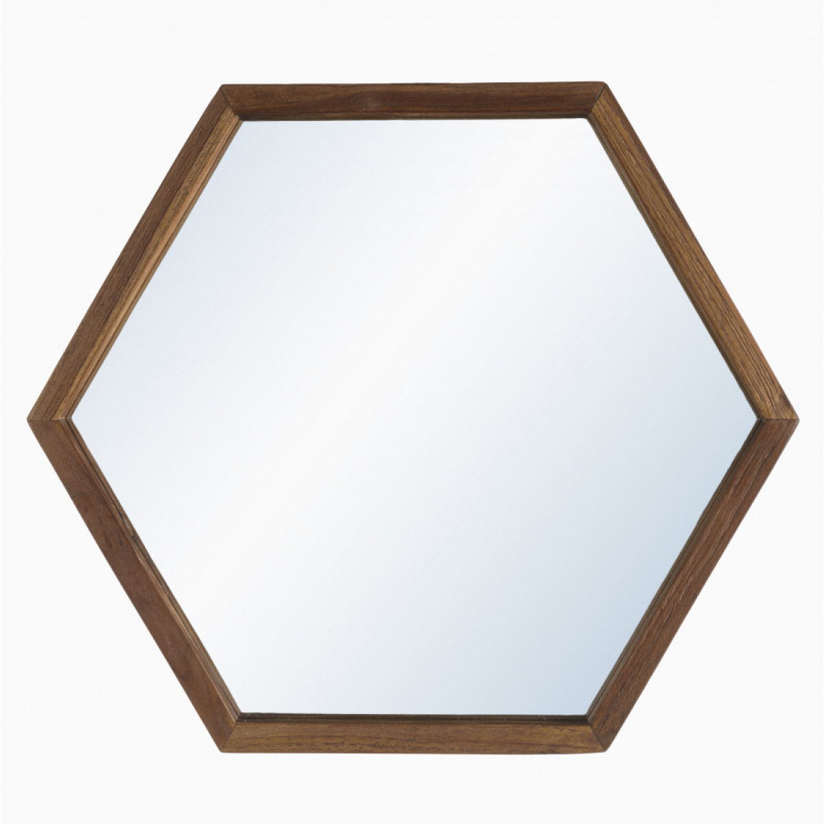 ALIDA - Miroir 'L' marron structure bois teck recyclé forme hexagone