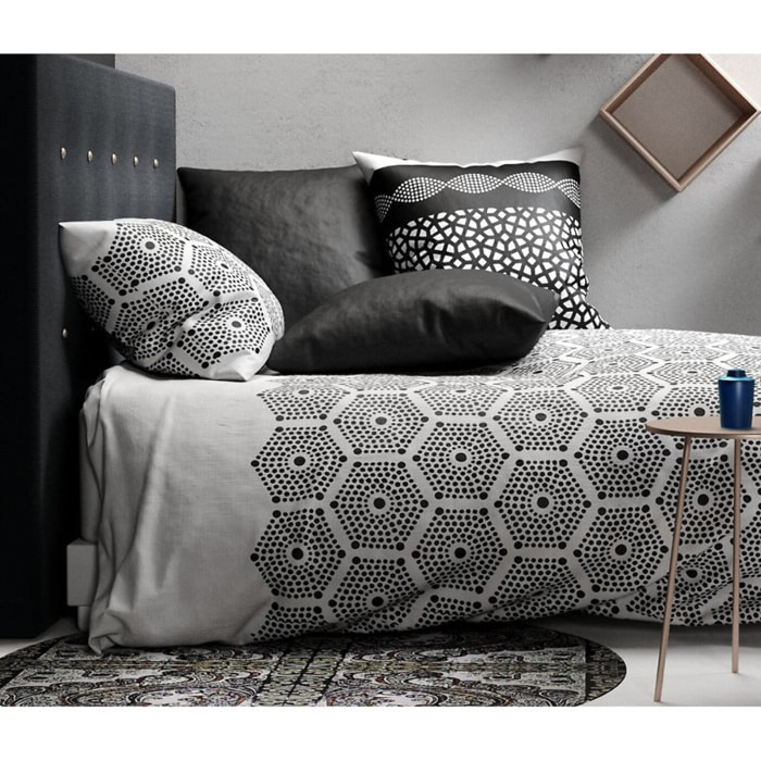 Parure housse de couette coton noir