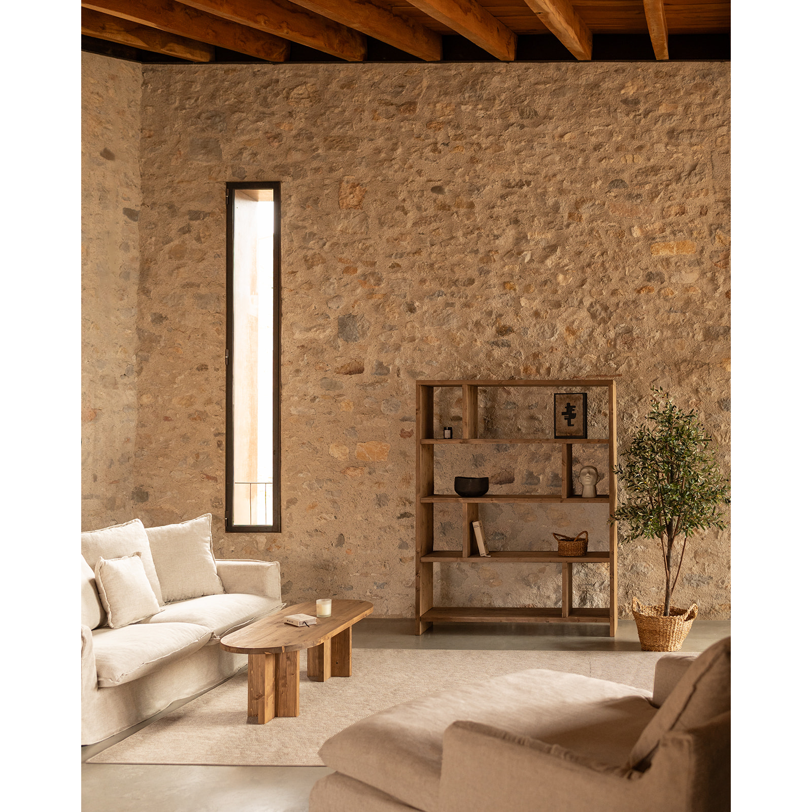 Étagère en bois massif ton chêne foncé de 180x140cm Hauteur: 180 Longueur: 140 Largeur: 35