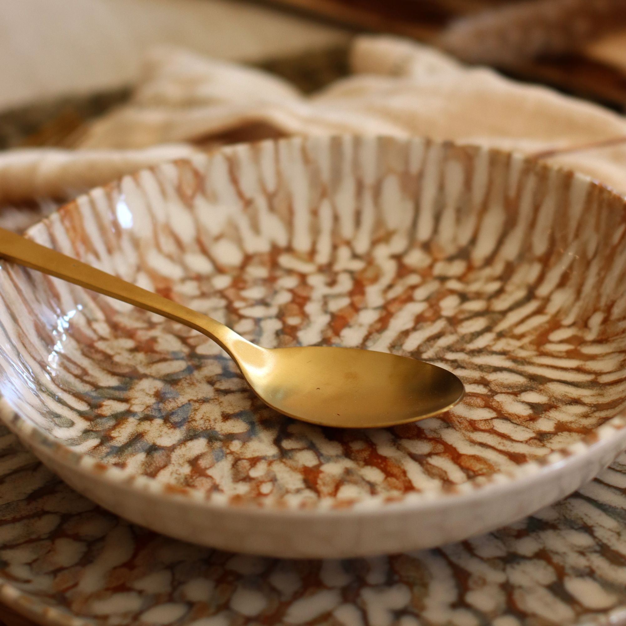 Lot de 6 assiettes creuses en grès 20,5cm  AMBRE