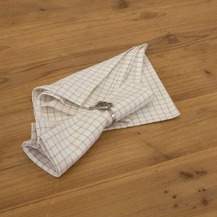 Serviette de table à carreaux en coton - Naturel
