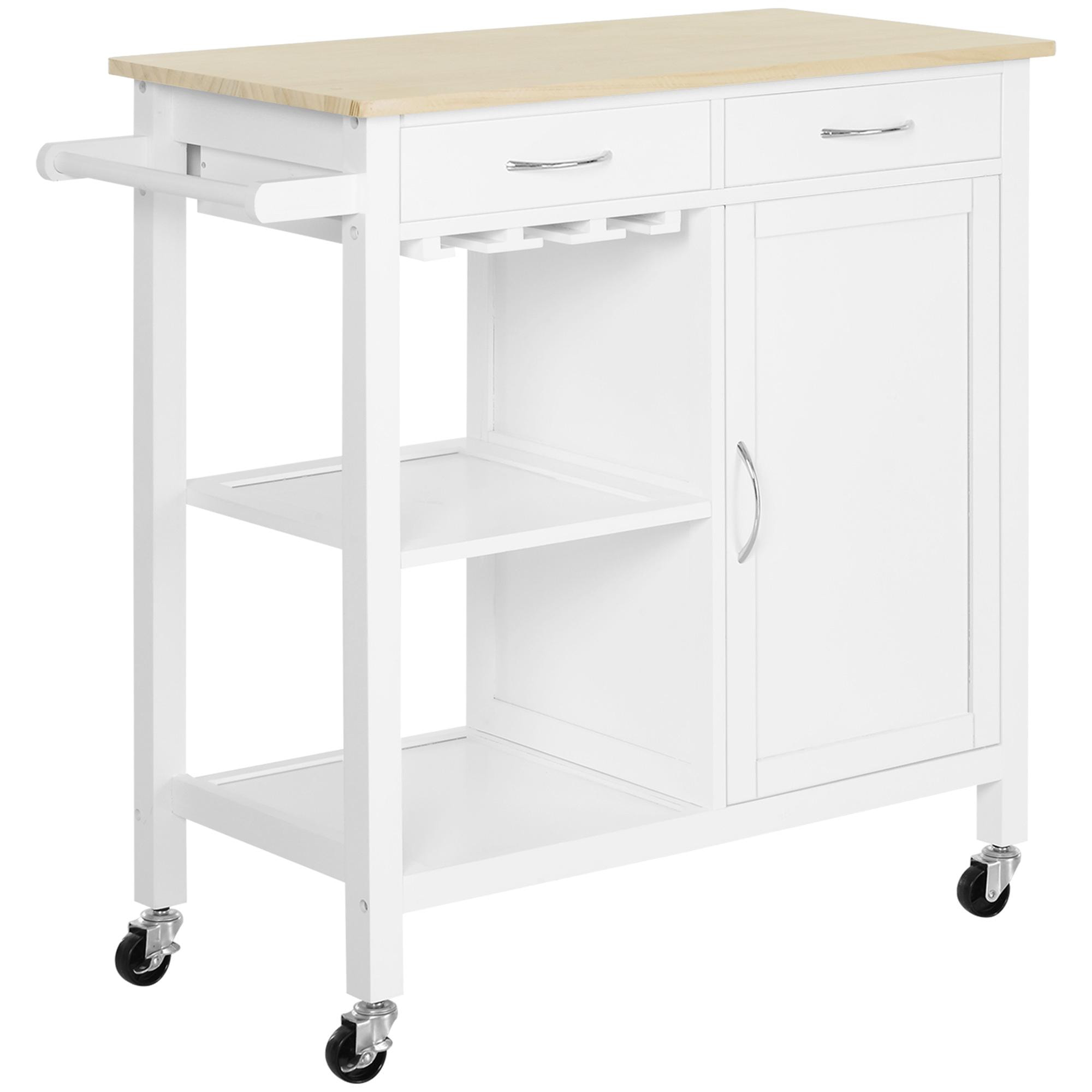 Carro de Cocina Carrito Servir de Madera 88,5x40x86cm Blanco