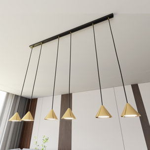Lampada a sospensione Elit in acciaio nero opaco e oro