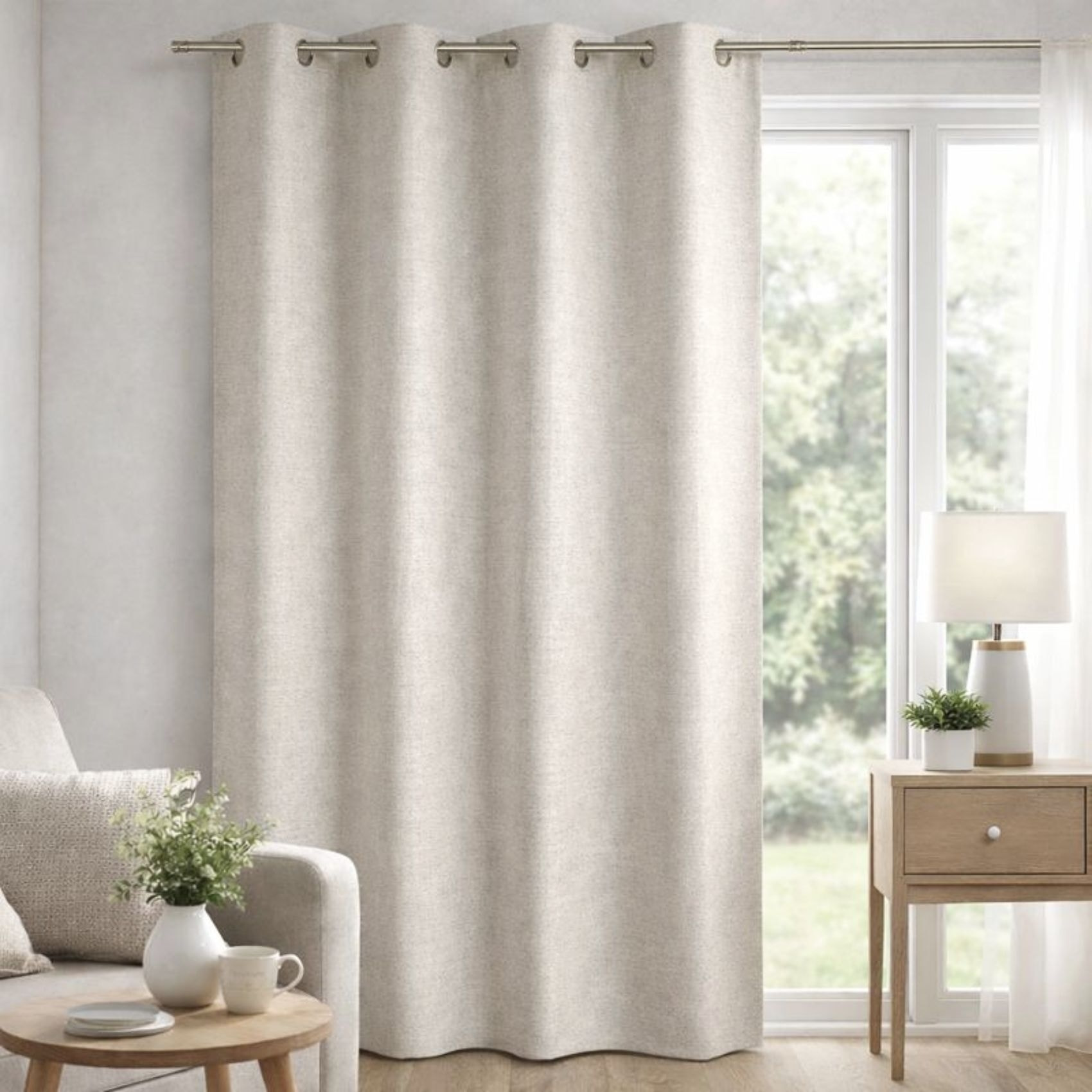 Rideau 100 % occultant uni doublé - Ecru