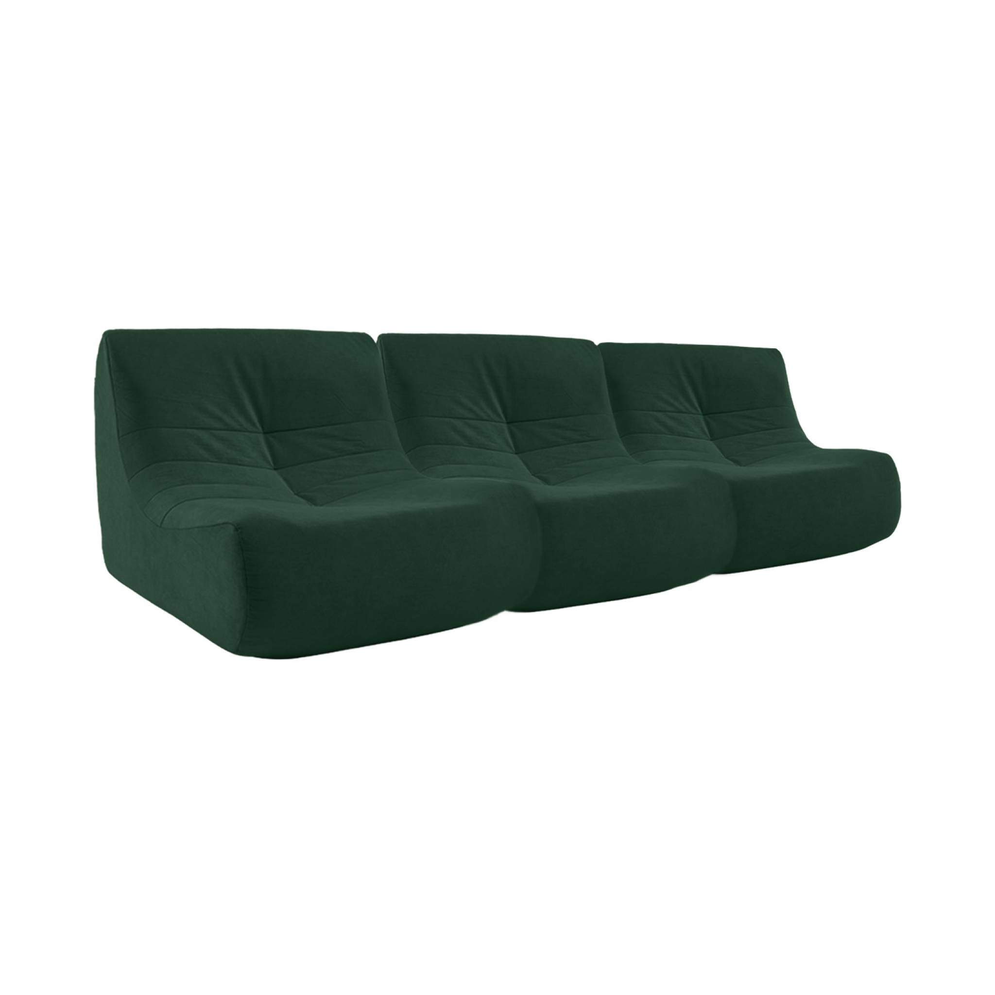 Fauteuil chauffeuse en velours style contemporain 3 places vert