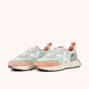 Sneakers de diseño running elegante verde menta y salmón MUNICH XEMINE WMN 107