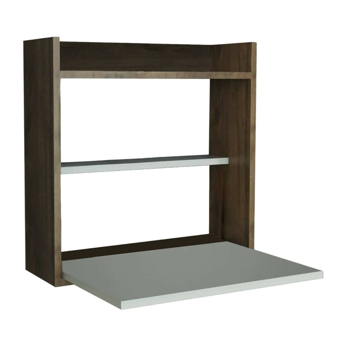 Scrivania Bariano, Scrittoio multiuso, Tavolo per ufficio porta PC, Piano di lavoro, 60x20h60 cm, Bianco e Noce