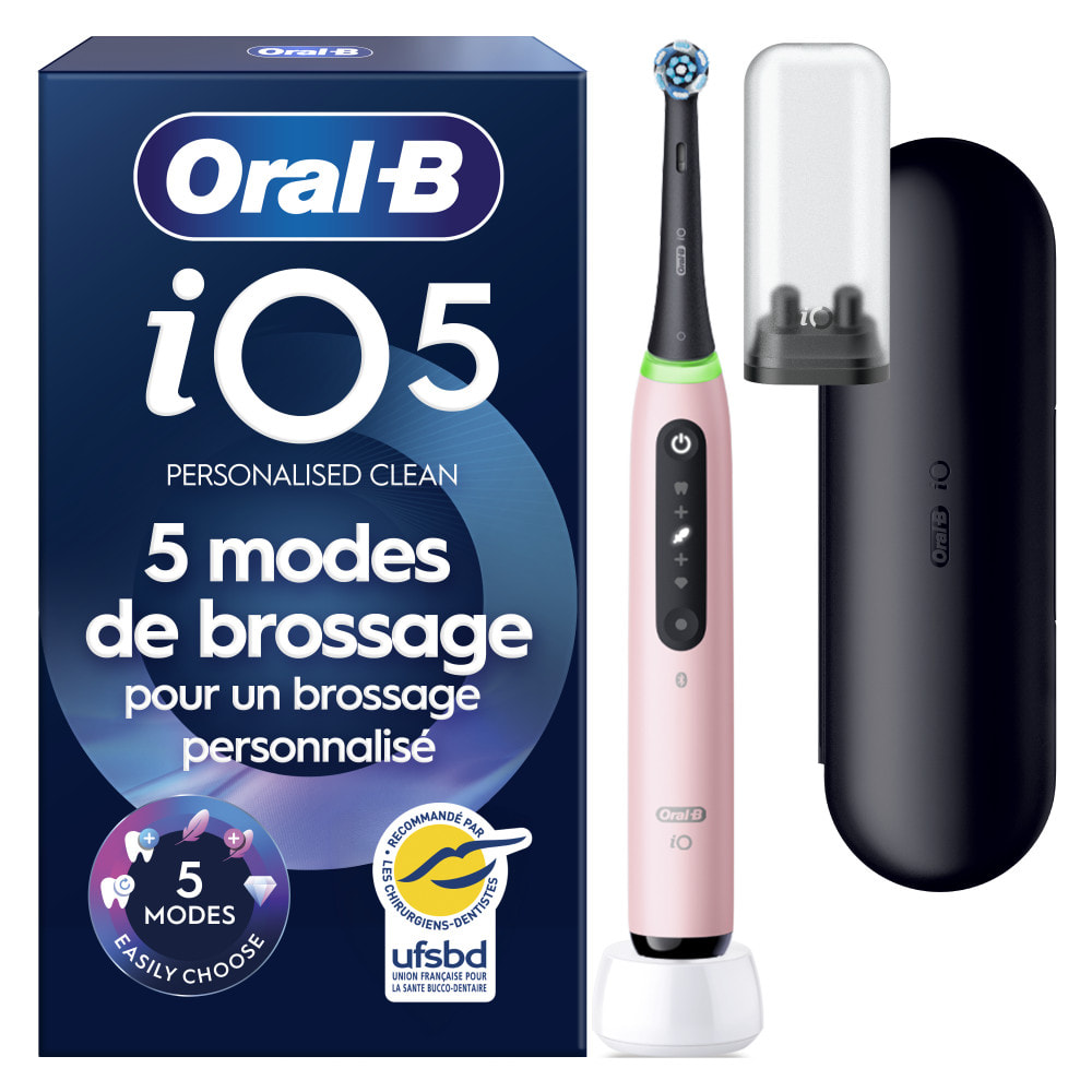Oral-B iO 5N - Avec Etui de Voyage - Rose - Brosse À Dents Électrique connectée