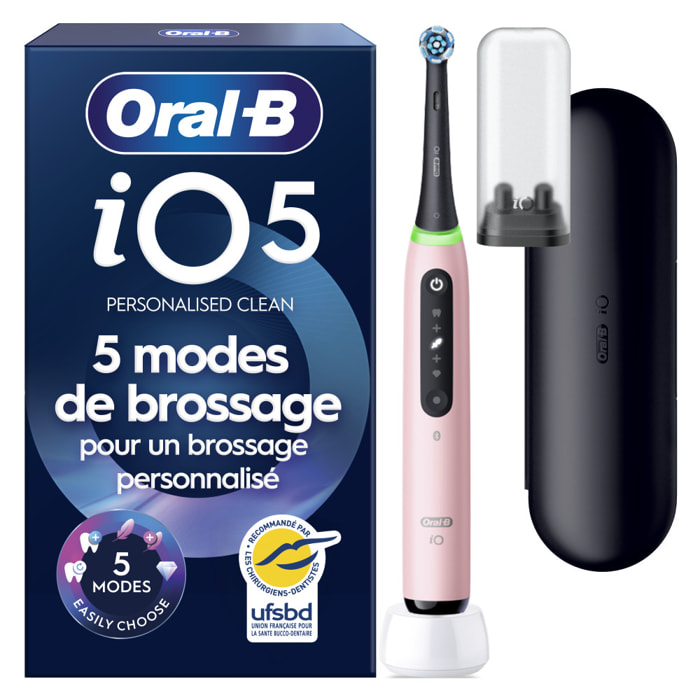 Oral-B iO 5N - Avec Etui de Voyage - Rose - Brosse À Dents Électrique connectée
