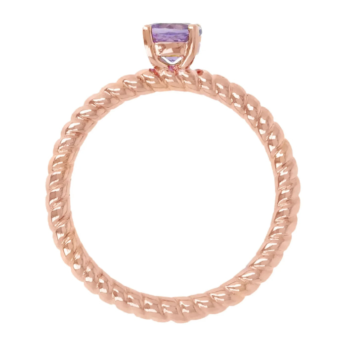 Anello Solitario Texture con Ametista Viola