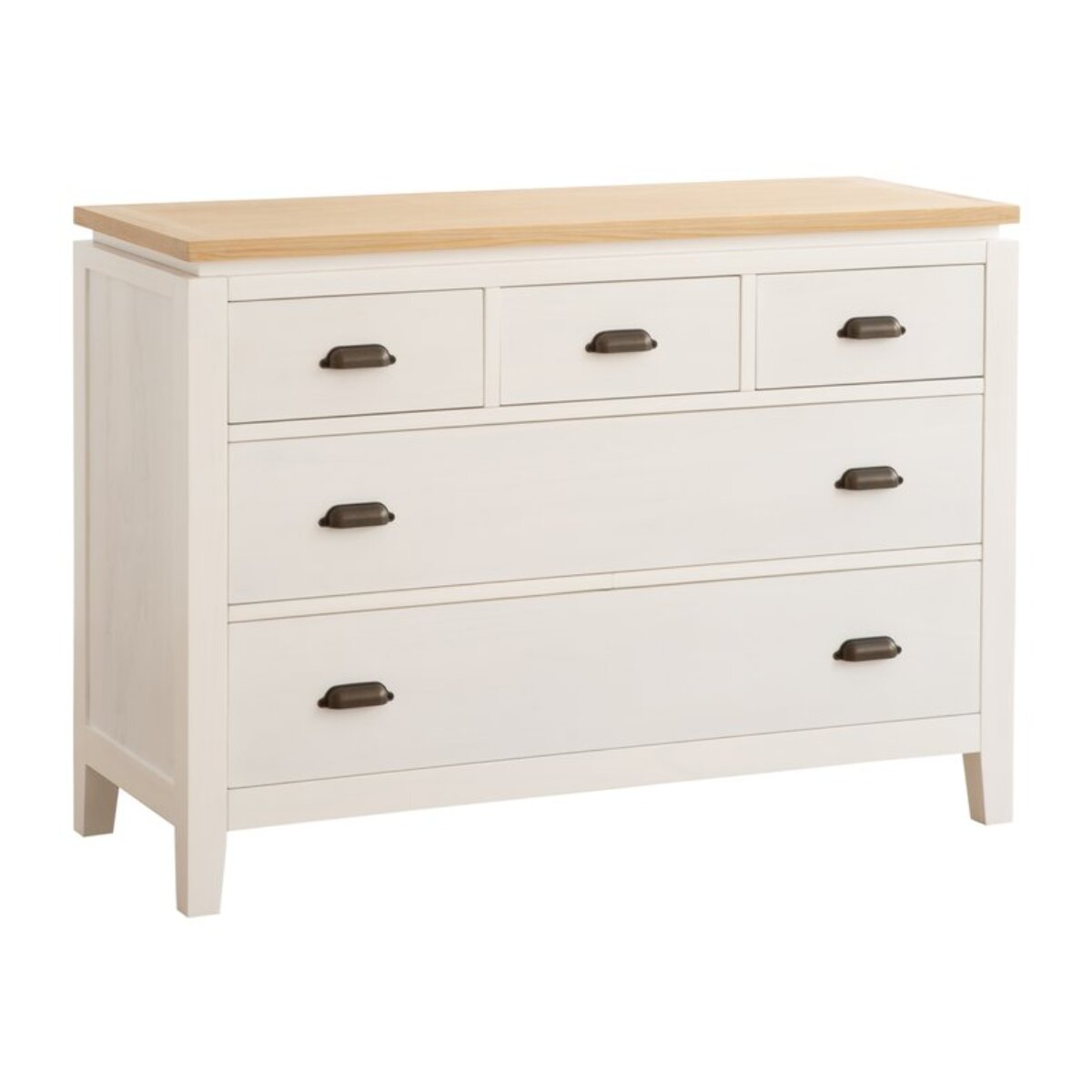 Commode Avelin -bois massif de mindi et placage naturel de mindi-couleur blanc bergen/naturel 115 x 82 x 45 cm