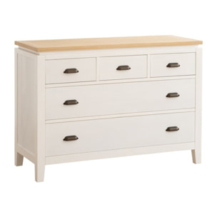 Commode Avelin -bois massif de mindi et placage naturel de mindi-couleur blanc bergen/naturel 115 x 82 x 45 cm