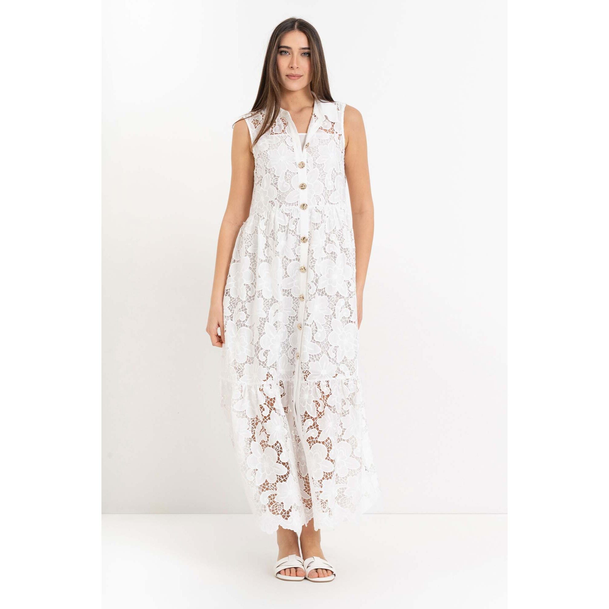 Kocca - Abito chemisier maxi in pizzo Donna