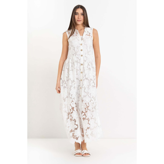 Kocca - Abito chemisier maxi in pizzo Donna