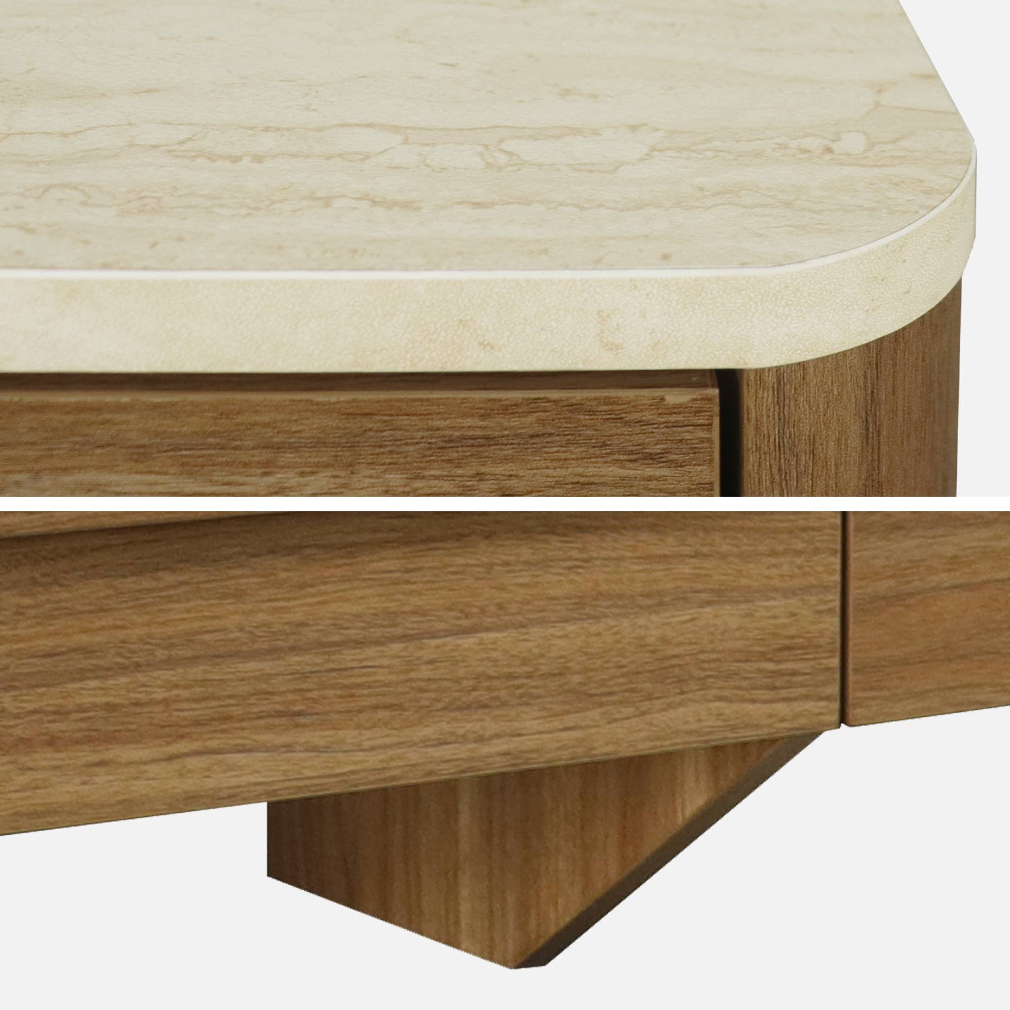 Commode décor bois et effet travertin 6 tiroirs  ARETHA