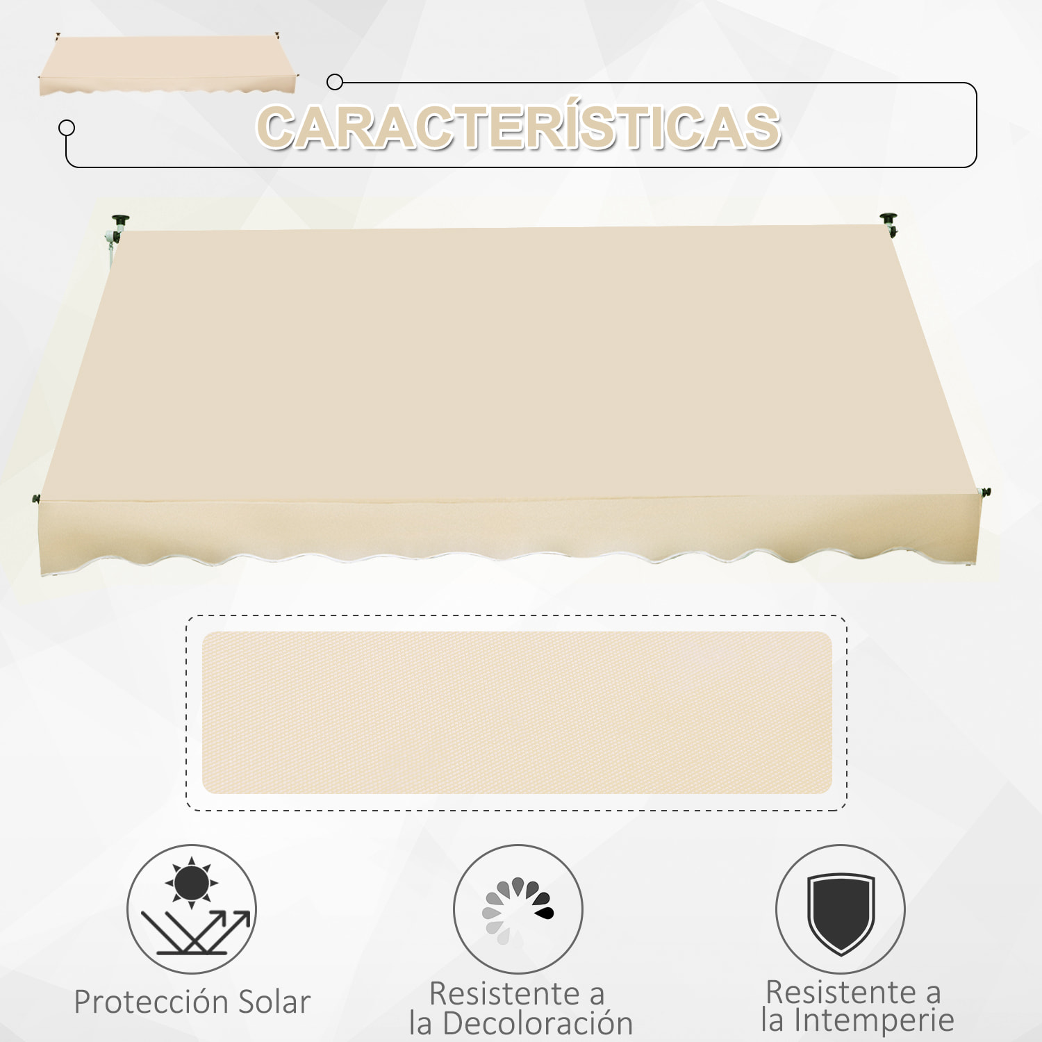 Toldo Portátil Balcón Plegable de Aluminio 3x1.5m Beige