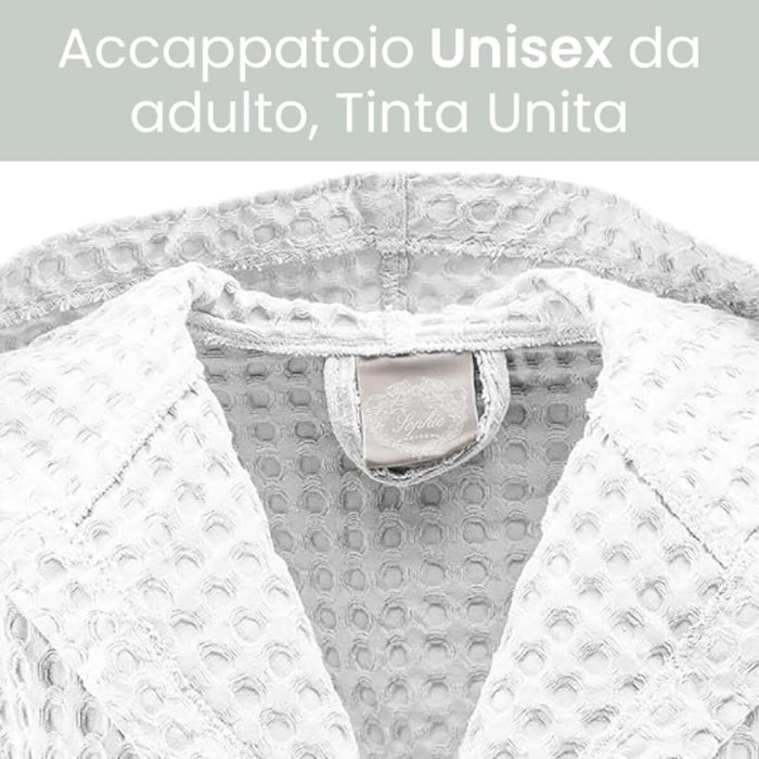 INTRECCI Accappatoio Tinta Unita Nido d’Ape 100% Cotone, Accappatoio Unisex Adulto con Cappuccio e Cinture