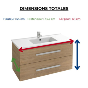 Meuble vasque Ola Up chêne + colonne + miroir et spots