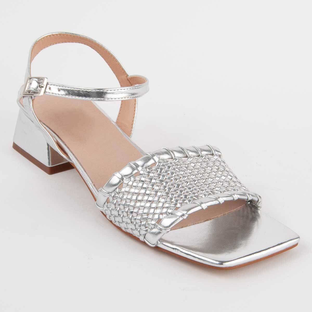 Sandalia De Tacón - Plateado - Altura: 4 Cm