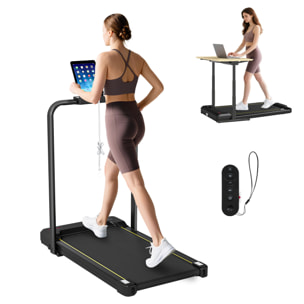 Cinta de Correr Plegable 7% Inclinación, Andar Caminadora Eléctrica para Casa 2 en 1 Debajo del Escritorio con 2.0HP, 6 km/h, Pantalla LED, Control Remoto, para Gimnasio y Oficina