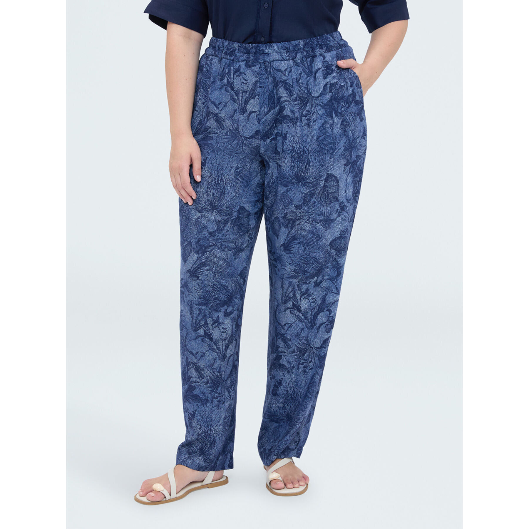 Fiorella Rubino - Pantaloni Carrot con stampa - Blu