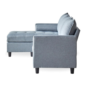 CHARLES - Canapé 3 places en tissu avec pouf gris clair