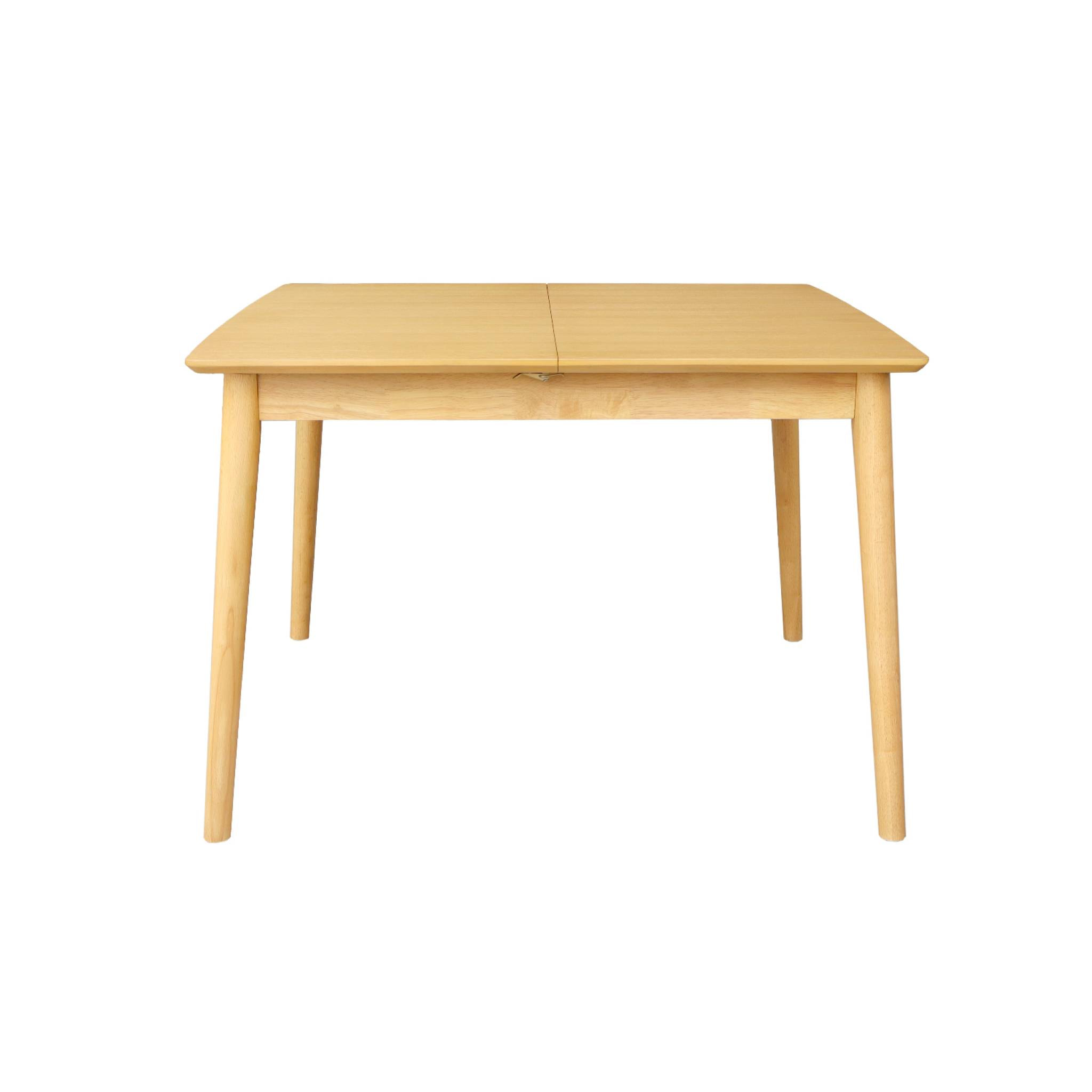Table à manger rectangulaire extensible bois d'hévéa et placage chêne naturel 4-6 places - 110/140 x 100 x 75 cm - Lina