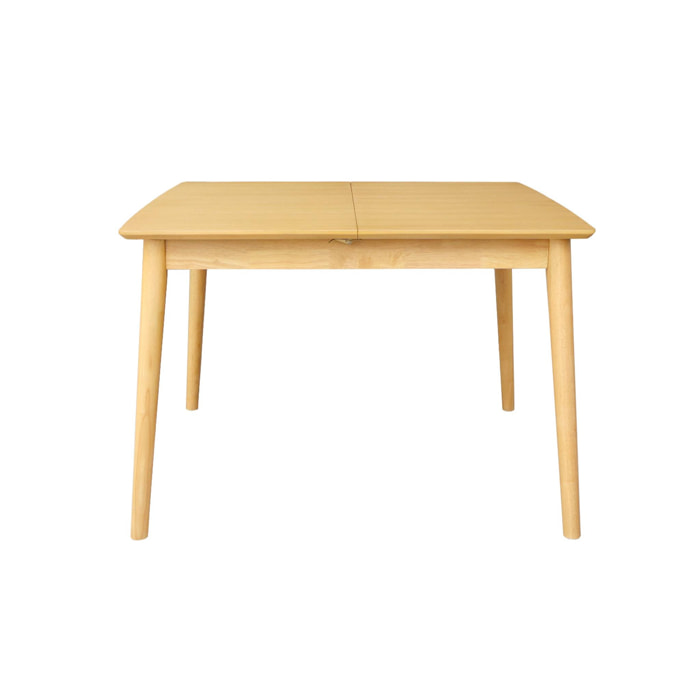 Table à manger rectangulaire extensible bois d'hévéa et placage chêne naturel 4-6 places - 110/140 x 100 x 75 cm - Lina