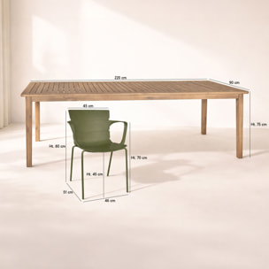 Ensemble table en bois d'acacia et 8 fauteuils de jardin vert MONTAUK