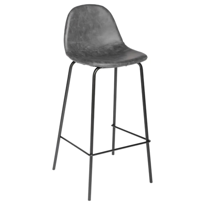 Lot de 2 chaises de bar "Vladi" effet cuir gris
