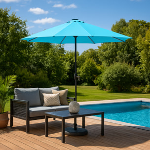 Parasol droit rond led Ø 3 m bleu ITALORA