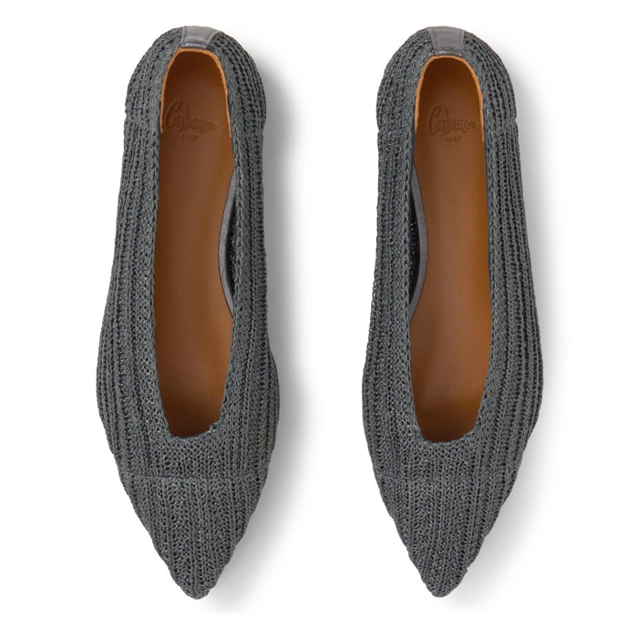 Bailarina plana Bassi en punto metalizado