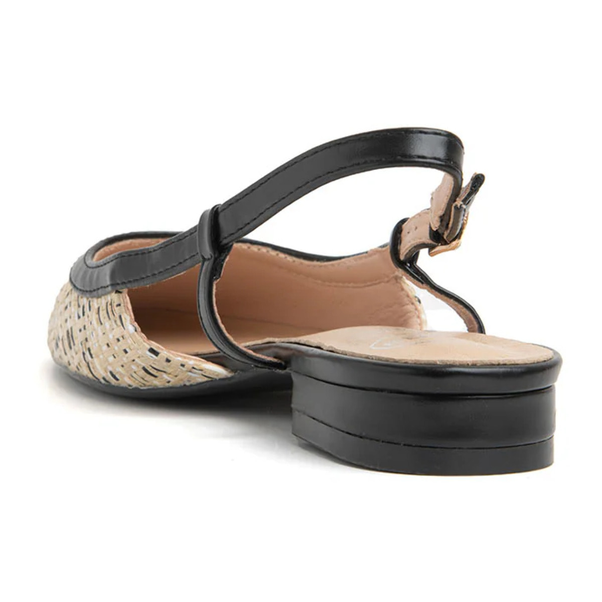 Slingback con tacco 3 e punta stondata - NERO