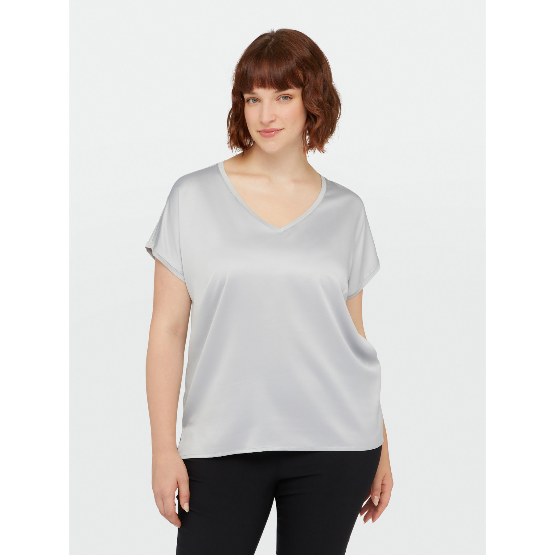 Fiorella Rubino - T-shirt in raso e jersey - Grigio