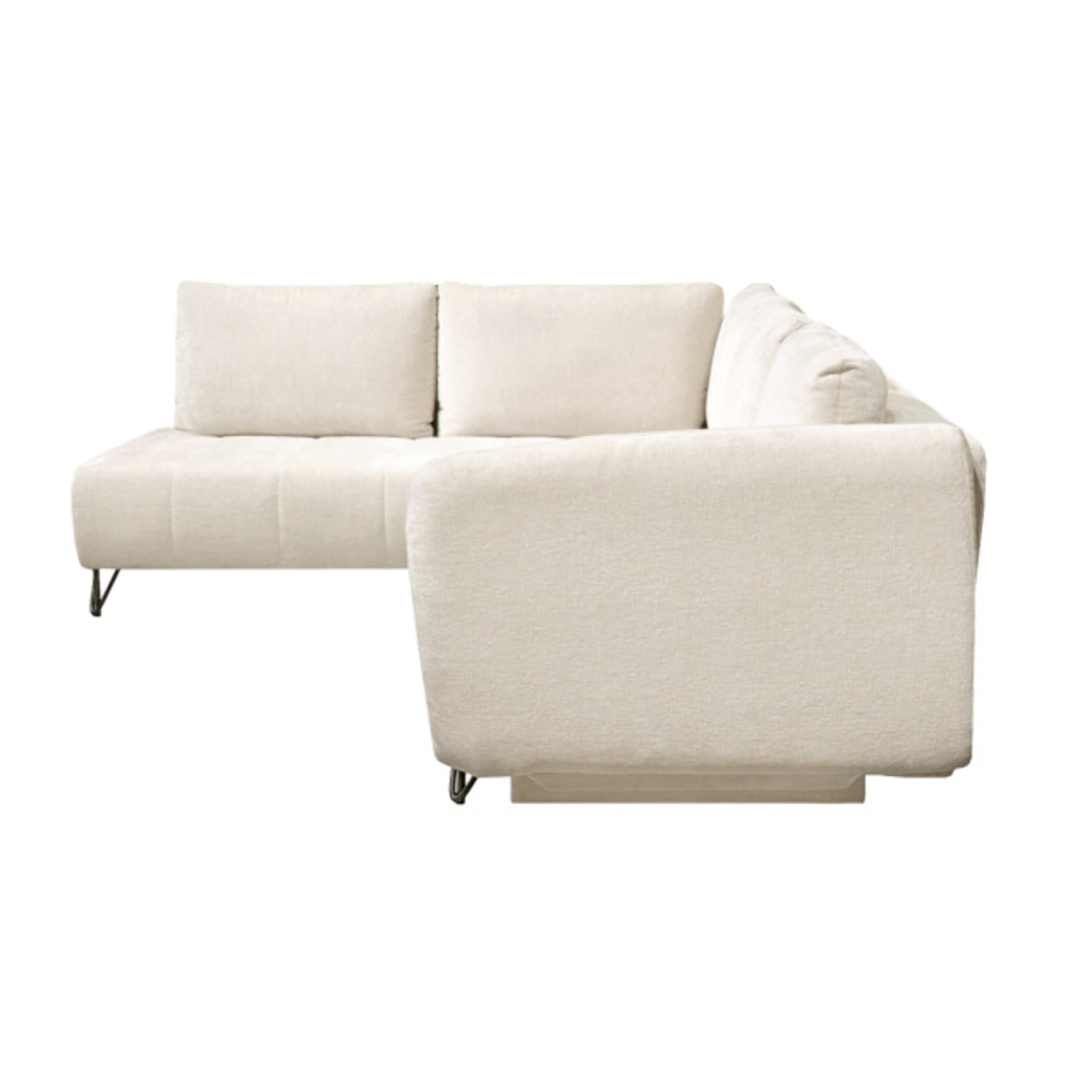 Canapé convertible angle droit 3 places en tissu côtelé écru - ADELE