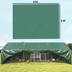 Lona Impermeable Exterior 6x8 m, Toldo PE Resistente a Rasgaduras 90 g/m², Protección UV, con Ojales Reforzados para Leña, Muebles de Jardín, Invernaderos, Vehículos, Verde