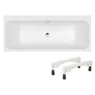 Baignoire droite 170 x 75 VILLEROY & BOCH Architectura + Pieds + Vidage de baignoire WIRQUIN chromé
