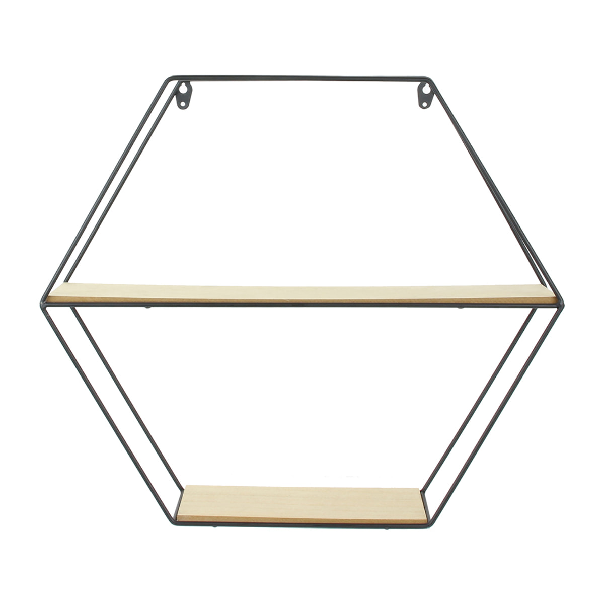 Etagere Bois Metal Hexagonale 46x10x40cm