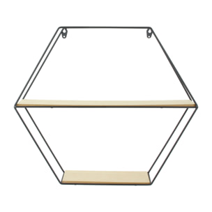 Etagere Bois Metal Hexagonale 46x10x40cm