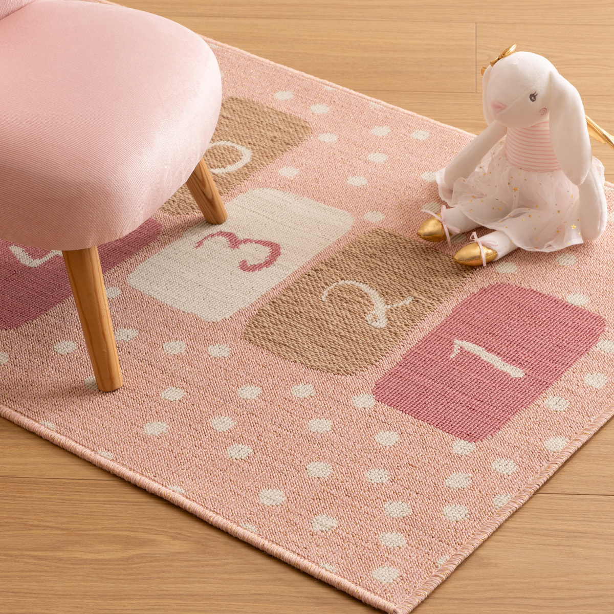 Tapis enfant "Marelle" rose 80x150cm