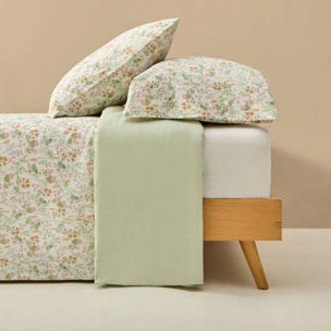 Funda nórdica algodón flores Ferda color verde 100% Algodón percal