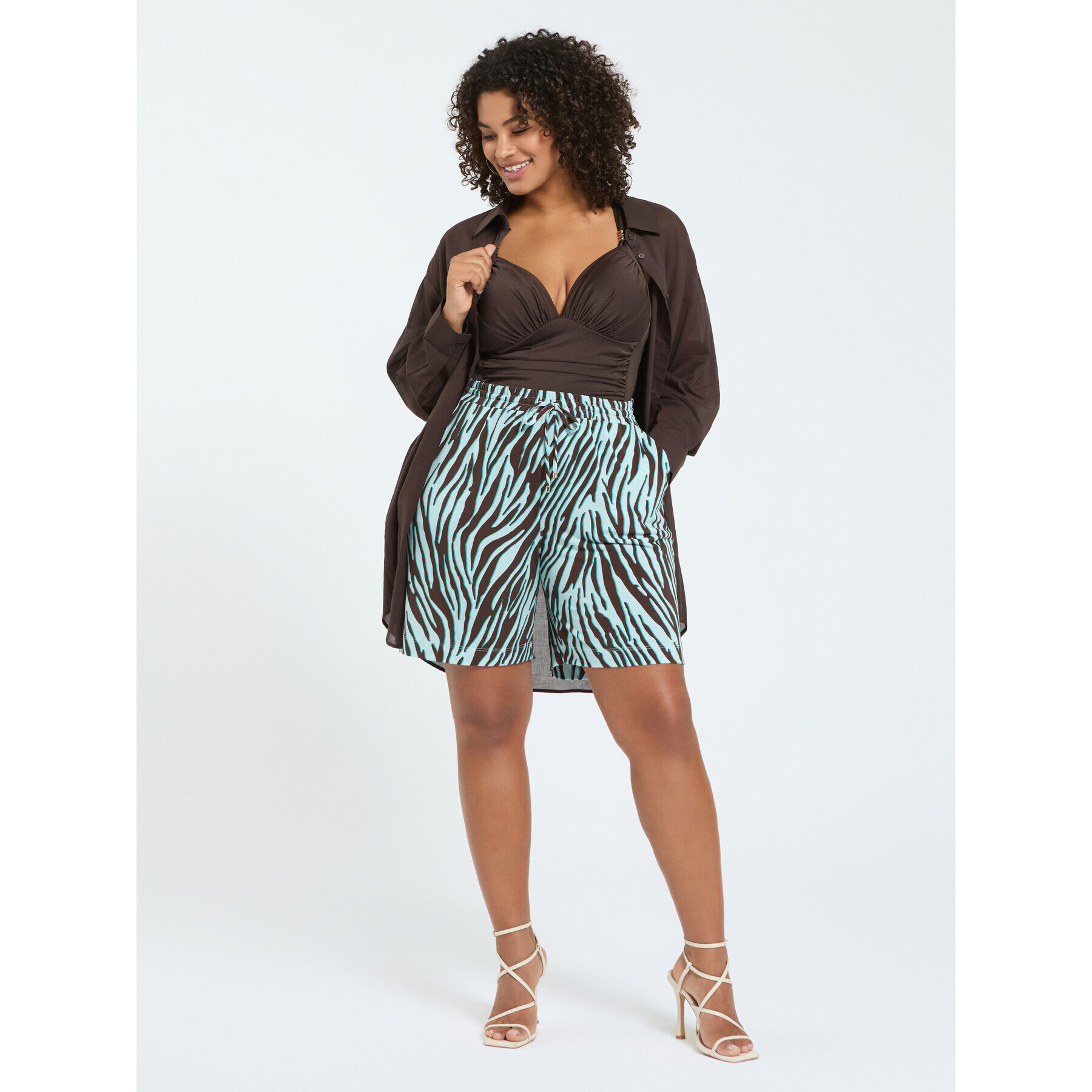 Fiorella Rubino - Shorts zebrati in jersey - Marrone