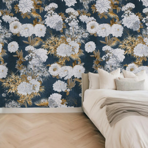 Carta da Parati Floreale Blu e Oro