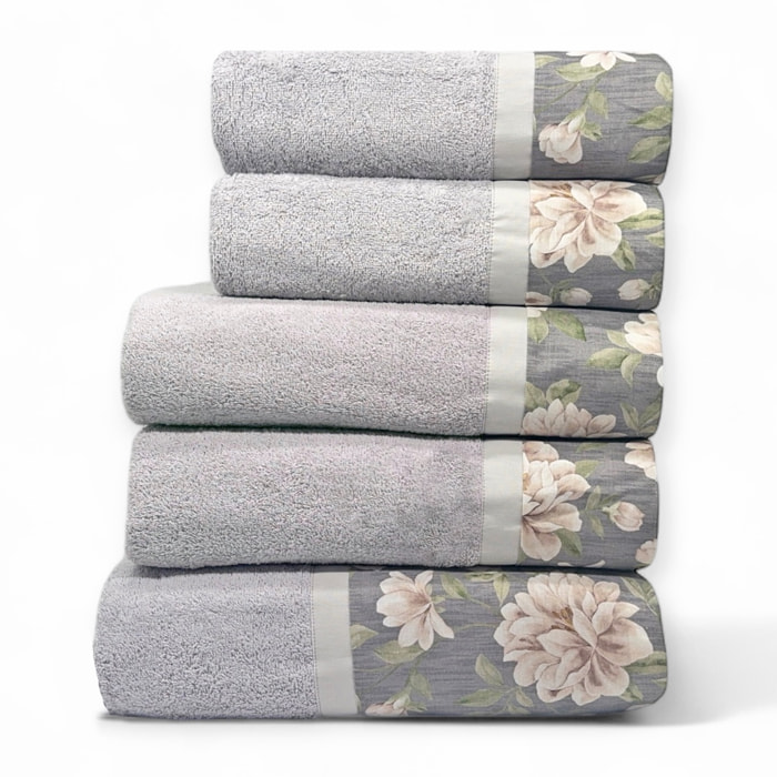 Set Spugna COROLLA 5 Pezzi: 2 Viso+2 Ospite + 1 Telo Bagno